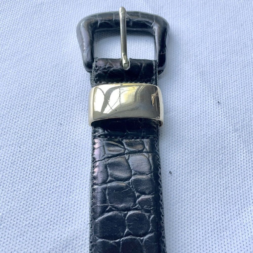 Talbots Italian Alligator Calfskin Made In USA Black Gold Large Men 54-015